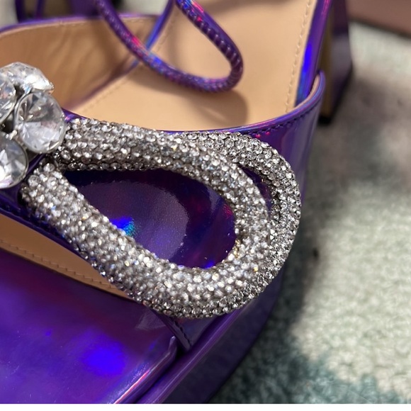 Mach & Mach Double Bow Iridescent Leather Platform Sandal - Picture 5 of 10